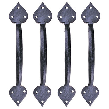 Colonial Black Wrought Iron Pull Handles, Set of 4