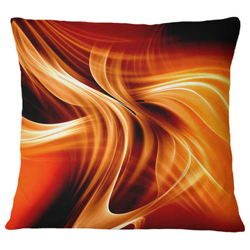 Orange Abstract Warm Fractal Design Abstract Throw Pillow, 18"x18"