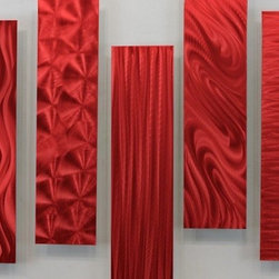Red Wall Art - 5 Easy Pieces Red by Jon Allen - Artwork