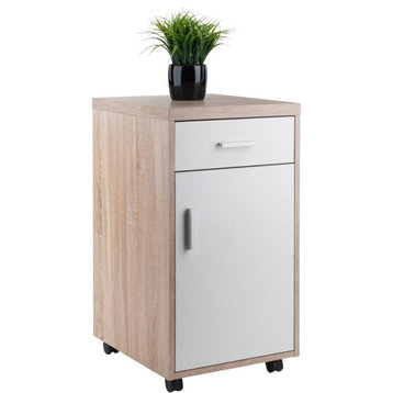 Winsome Kenner 1-Door Mobile Wood Storage Cabinet in Reclaimed Wood and White