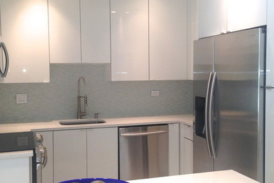 Example of a minimalist kitchen design in Miami