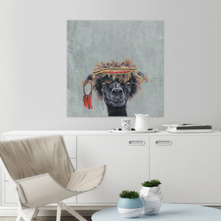 "Hippie Llama" Painting Print on Wrapped Canvas