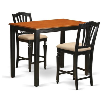3-Piece Dining Counter Height Set, Pub Table And 2 Kitchen Dining Chairs