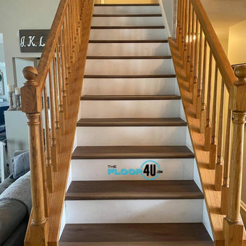 COREtec Pro Plus Enhanced HD in Buckingham Oak with white risers.