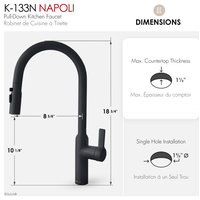 STYLISH Napoli Single Handle Matte Black Pull Down Kitchen Faucet