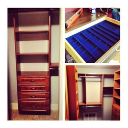 Master closets with jewelry tray. - Closet Storage
