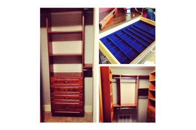 Master closets with jewelry tray.