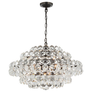 Sanger Small Chandelier in Bronze with Crystal