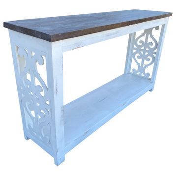 Sofa Table With Side Detail, White