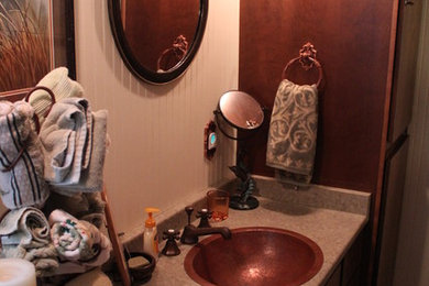 Mountain style bathroom photo in Other with a drop-in sink and laminate countertops