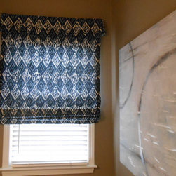 Roman Shade Navy Ikat - Roman Shades