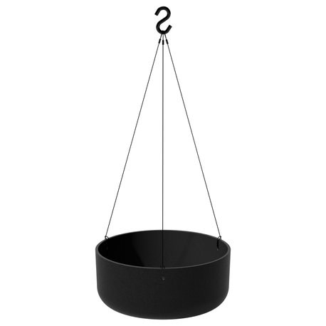 Pure Series Hanging Kona Bowl 14" Planter, Black, 1 Pack