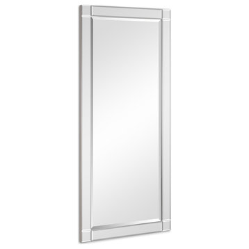 Squared Corner Beveled Rectangle Wall Mirror, Solid Wood Frame Mirror, 24" X 54"
