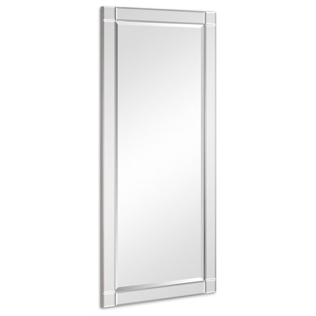 Squared Corner Beveled Rectangle Wall Mirror, Solid Wood Frame Mirror, 24" X 54"