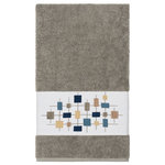 Linum Home Textiles - Khloe Embellished Bath Towel - The KHLOE Embellished Towel Collection features a mod geometric grid embroidery on a woven textured border.