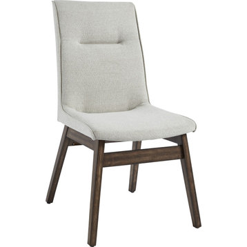 Mimosa Upholstered Dining Chairs, Set of 2 - Walnut Brown, Eggshell White Fabric