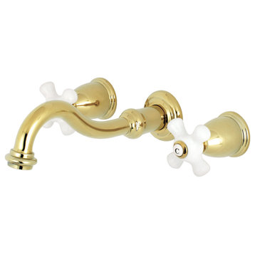 KS3022PX Two-Handle Wall Mount Tub Faucet, Polished Brass