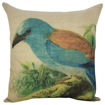 Blue Bird Burlap Pillow