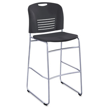 Safco Vy Sled Base Bistro Chair, Black, Plastic Black Seat
