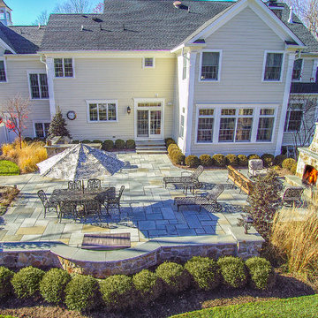 Basking Ridge, NJ Bluestone Patio, Outdoor Kitchen, Fireplace & Pond