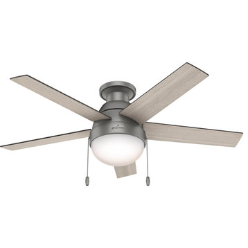 Anslee 2 Light 46 in. Indoor Ceiling Fan, Matte Silver, 12.5"
