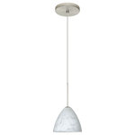 Besa Lighting - Besa Lighting 1XT-177919-SN Mia - One Light Cord Pendant with Flat Canopy - Mia has a classical bell shape that complements aeMia One Light Cord P Satin Nickle Carrera *UL Approved: YES Energy Star Qualified: n/a ADA Certified: n/a  *Number of Lights: Lamp: 1-*Wattage:50w GY6.35 Bi-pin bulb(s) *Bulb Included:Yes *Bulb Type:GY6.35 Bi-pin *Finish Type:Bronze