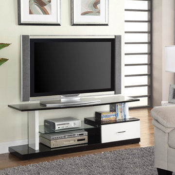 Coaster | Contemporary Black & White TV Stand | Drawer and Glass Shelf -$299.58