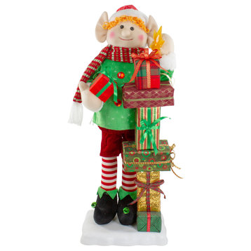 28" Santa's Little Animated Elf With Lighted Star Musical Christmas Figure