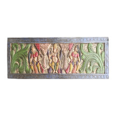 Mogulinterior - Consigned Antique Wall headbord Vintage Hand Carved Sitting Ganapati posture - Wall Sculptures