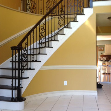 Full Rail and Steps Refinish w/Iron Balusters and Scroll Panels - Medford - NJ