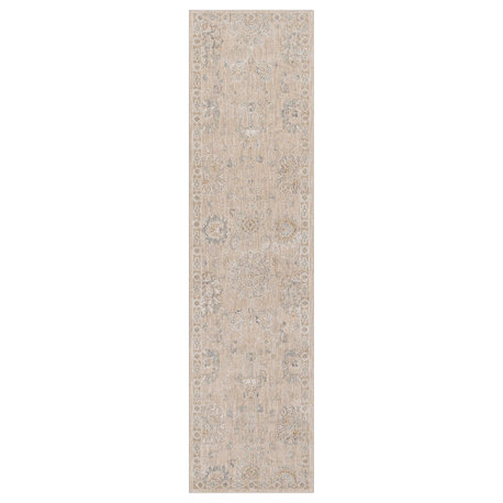 Hauteloom Albuquerque Floral Updated Traditional Runner - Blue, Gray - 2'7"x10'