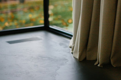 Example of a minimalist master bedroom design in Louisville