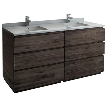 Formosa Floor Standing Double Sink Modern Bathroom Cabinet With Top & Sinks, 72"