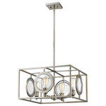 Z-lite - Z-Lite 448-20AS Four Light Pendant Port Antique Silver - Retro aesthetics and modern design fuse beautifully together in the Port collection of fixtures. Warm illumination behind the porthole glass panels complimenting the Olde Bronze or Antique Silver finishes.