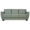 3 Seater Sofa, Wooden Frame With Leather Seat & Flared Padded Arms, Watery