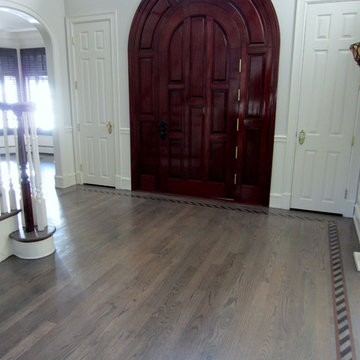 NISSEQUOGUE:  CUSTOM GREY STAIN ON RED OAK - BONA TRAFFIC HD POLY