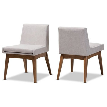 Nexus Mid-Century Modern Gray-Beige Fabric Dining Side Chair, Set of 2
