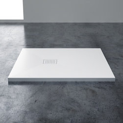 LUSSO STONE VIGO SOLID STONE RESIN SHOWER TRAY & WASTE MATTE BLACK /WHITE FINISH - Products