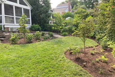 Design ideas for a full sun backyard landscaping in DC Metro for summer.