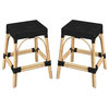 Home Square Coastal Modern Rattan Counter Stool in Black - Set of 2