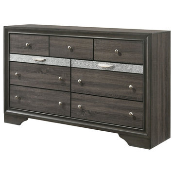 Unique Double Dresser, 7 Storage Drawers & 2 Additional Jewelry Drawers, Gray