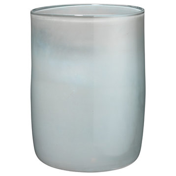 Elegant Light Aqua Blue Opal Art Glass Vase 11" Hurricane Ombre Metallic