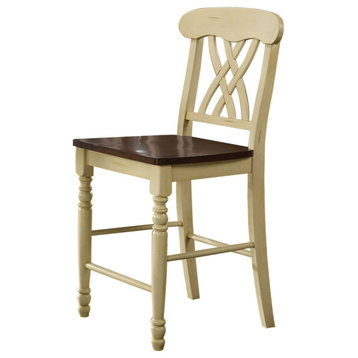22"x19.5"x41.5" 2-Piece Buttermilk and Oak Counter Height Chair