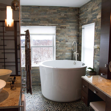 Parallels and Perfect Pebble Bathroom