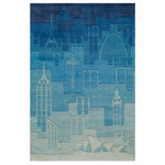 Blue Polyester Hand Tufted Urban Landscape City Rug, 5'x7' - The ultimate, urban city rug!