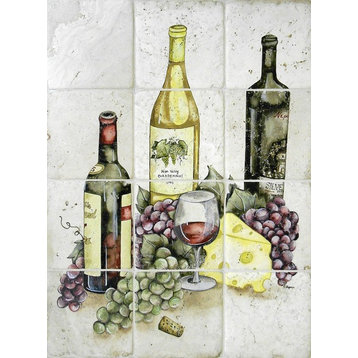 18"x24" Irresistible Wine And Grapes Tile Mural, 12-Piece Set