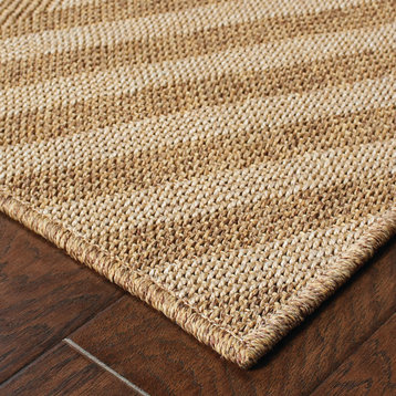Key West Indoor and Outdoor Chevron Tan and Light Tan Rug, 8'6"x13'