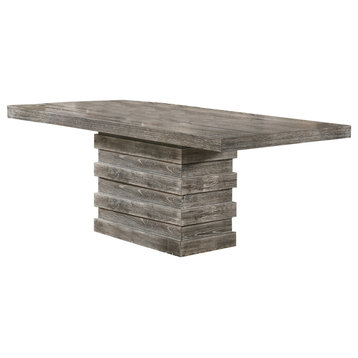 Crystal 85" Weathered Wood Grain Rectangular Dining Table