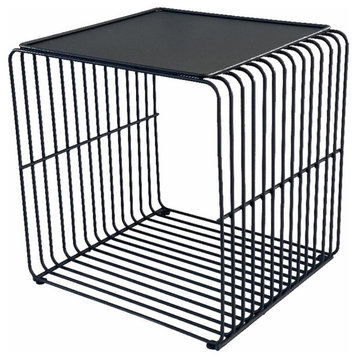 Pangea Home Fredo Modern Metal Side Table with A Tray Top in Black
