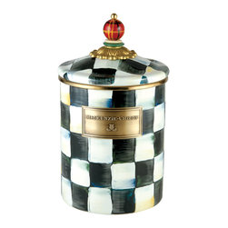 Courtly Check Enamel Canister - Medium | MacKenzie-Childs - Bathroom Canisters